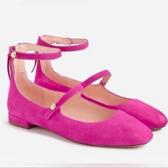 ✨JCREW✨Poppy Suede Strappy Ankle Ballet Flats - Picture 1 of 7